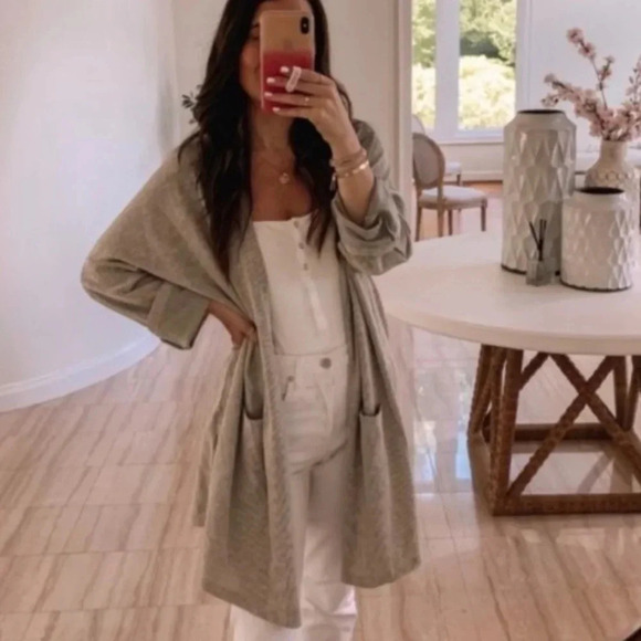 Anthropologie Donni Lagenlook Ribbed Striped Cardigan Sweater - Picture 3 of 11